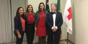 Foto: Francisco George, Presidente da CVP, Ana Rita Eusébio, Vice-Presidente da Delegação de S. Miguel, Manuela Ferreira, Presidente da Estrutura local e Patrícia Silva, Tesoureira